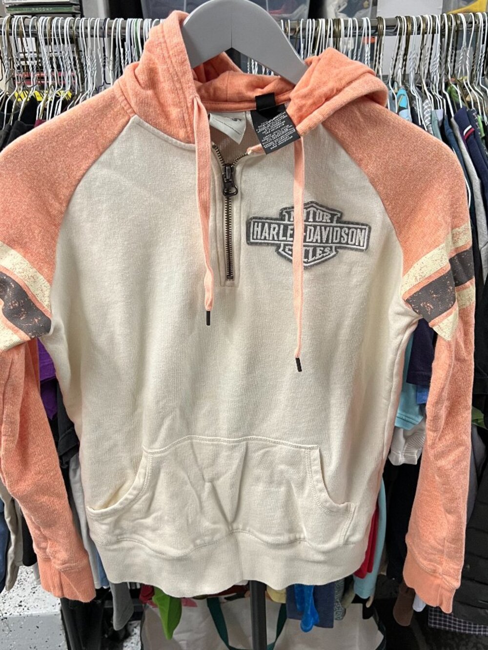 vintage Harley-Davidson MotorClothes women's colorblock half-zip hoodie Medium